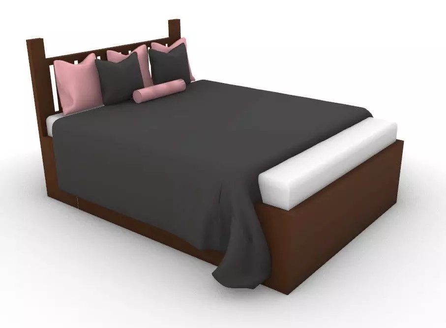 brown bed Free 3D model_0