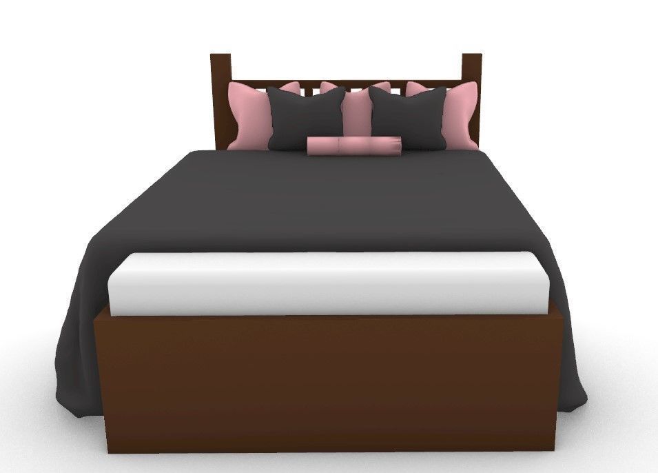 brown bed Free 3D model_2