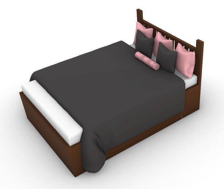 brown bed Free 3D model_1