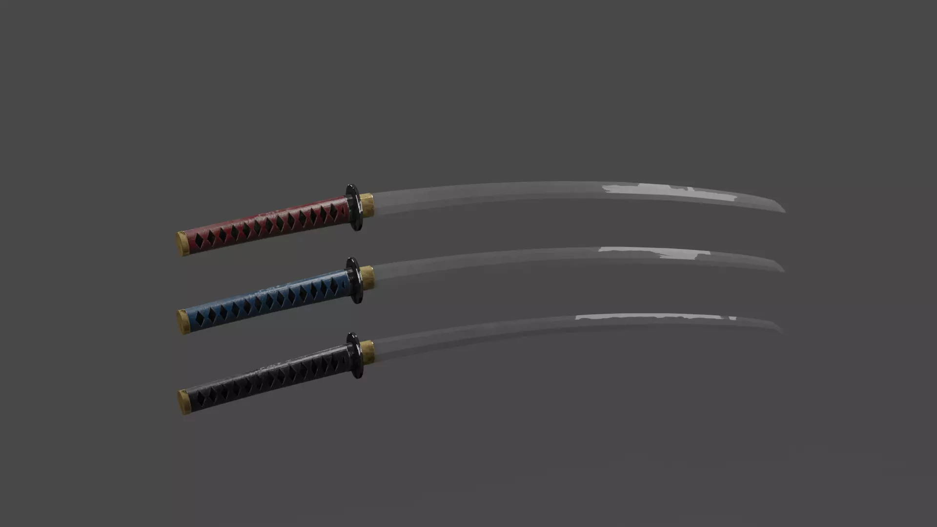 Katana three samurai swords 3D model