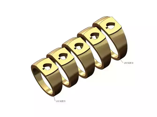 Ace of spades engraving signet ring US sizes 5to9