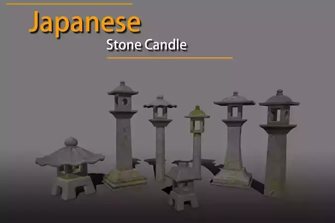 Japanese Stone Lantern - Game Ready - low poly