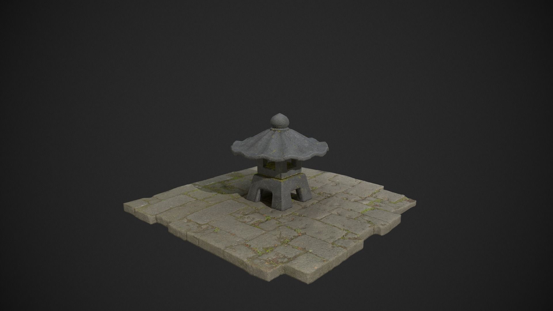 Japanese Stone Lantern - Game Ready - low poly Low-poly 3D model_7