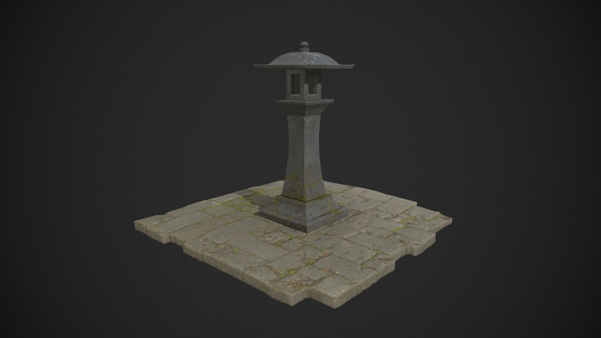 Japanese Stone Lantern - Game Ready - low poly Low-poly 3D model_5