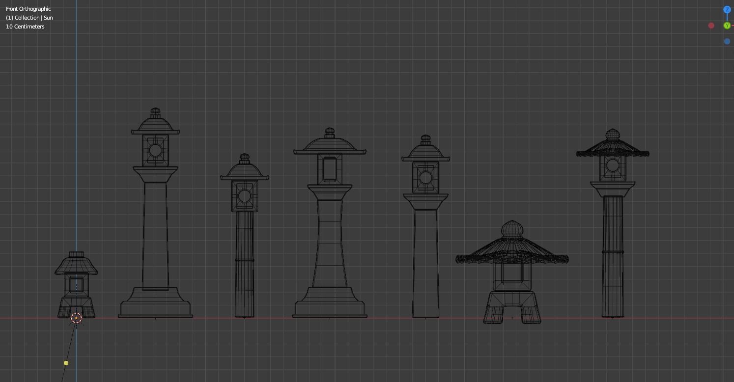 Japanese Stone Lantern - Game Ready - low poly Low-poly 3D model_9