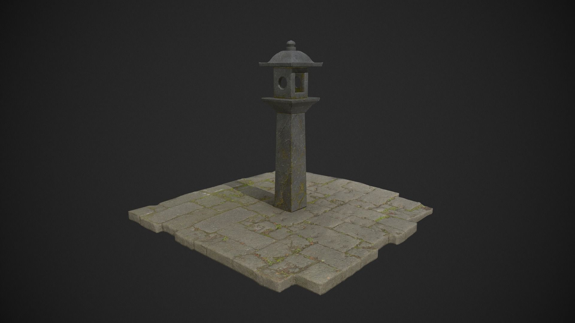 Japanese Stone Lantern - Game Ready - low poly Low-poly 3D model_6