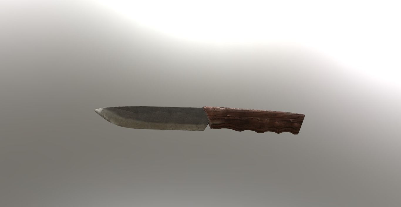 Knife 3D model with wooden handle Low-poly 3D model_4