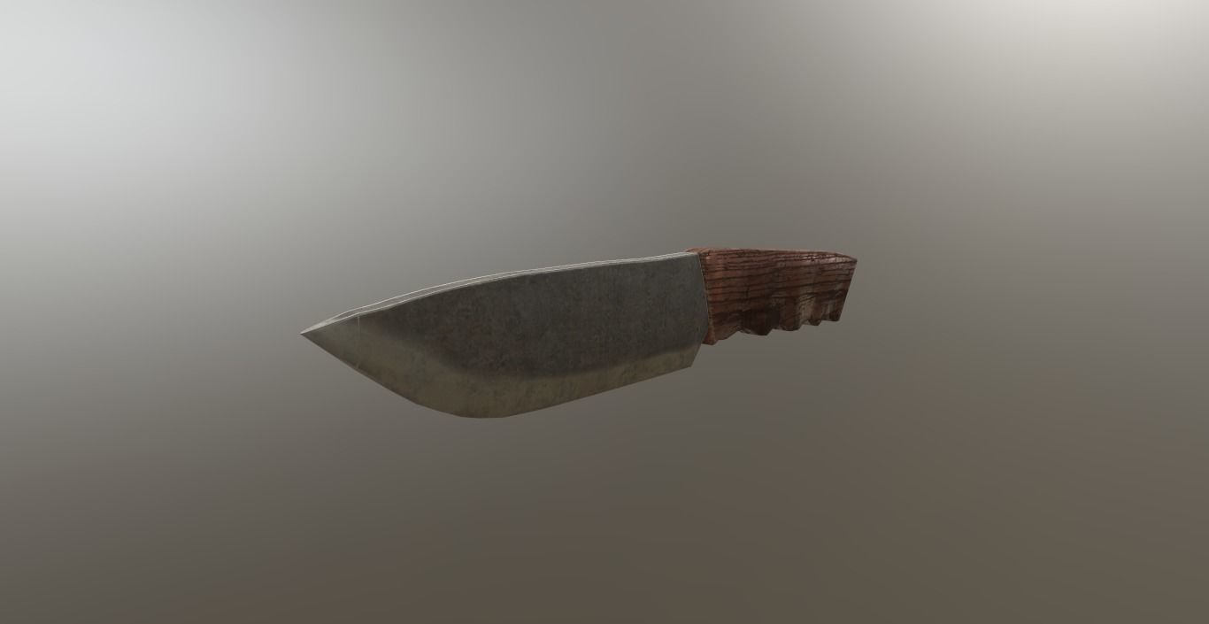 Knife 3D model with wooden handle Low-poly 3D model_2