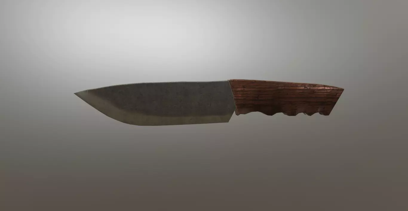 Knife 3D model with wooden handle Low-poly 3D model_0