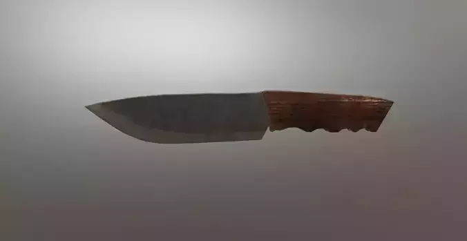 Knife 3D model with wooden handle