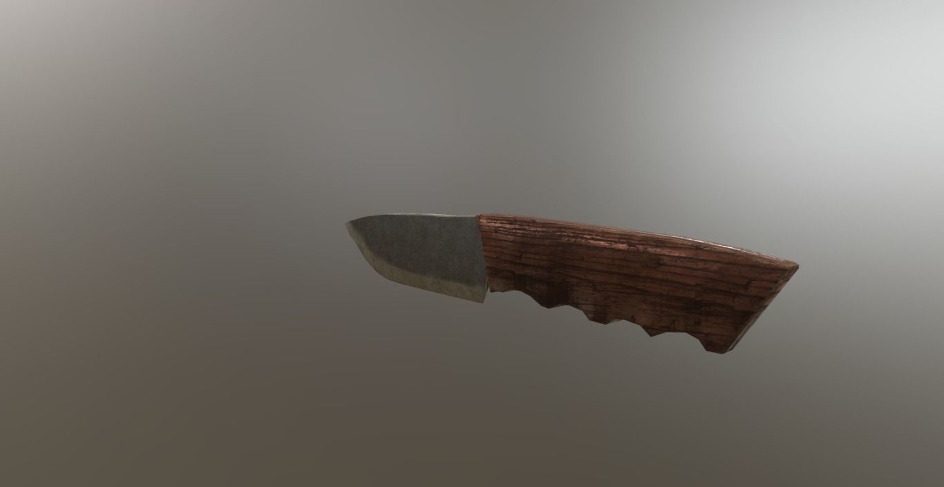 Knife 3D model with wooden handle Low-poly 3D model_1