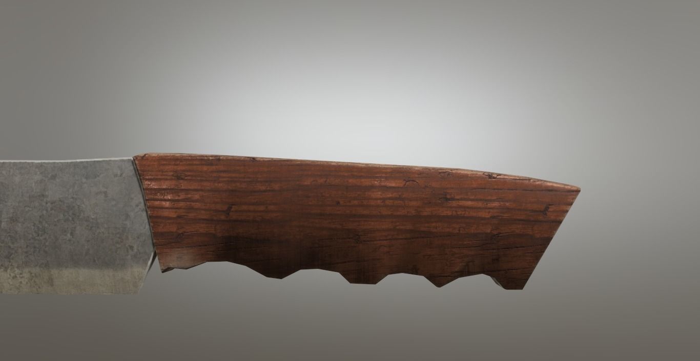 Knife 3D model with wooden handle Low-poly 3D model_6