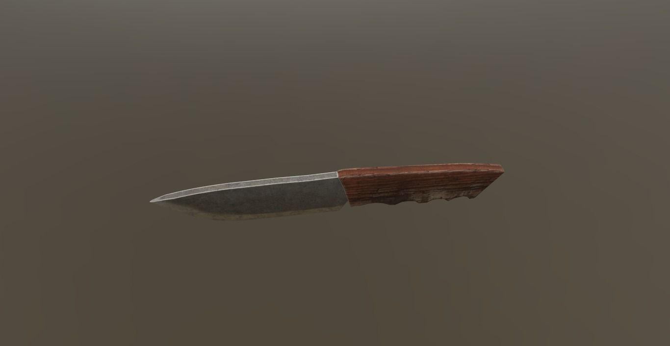 Knife 3D model with wooden handle Low-poly 3D model_3