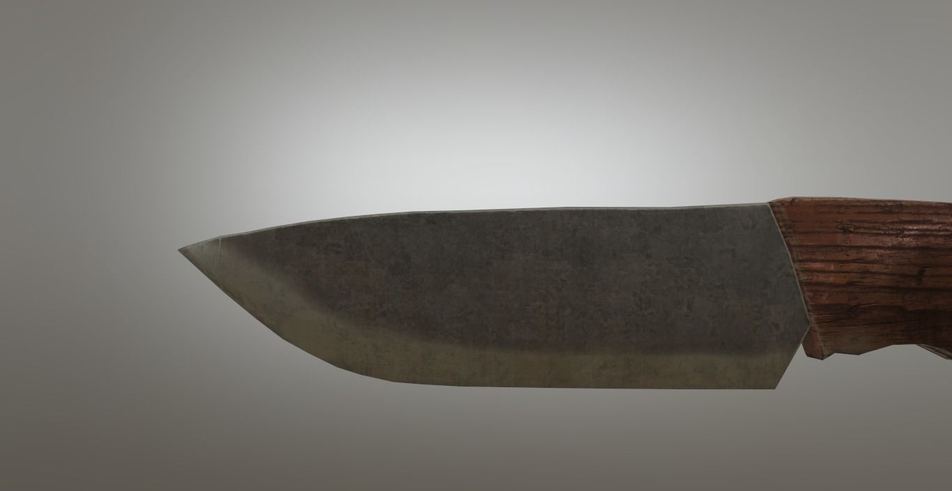 Knife 3D model with wooden handle Low-poly 3D model_5