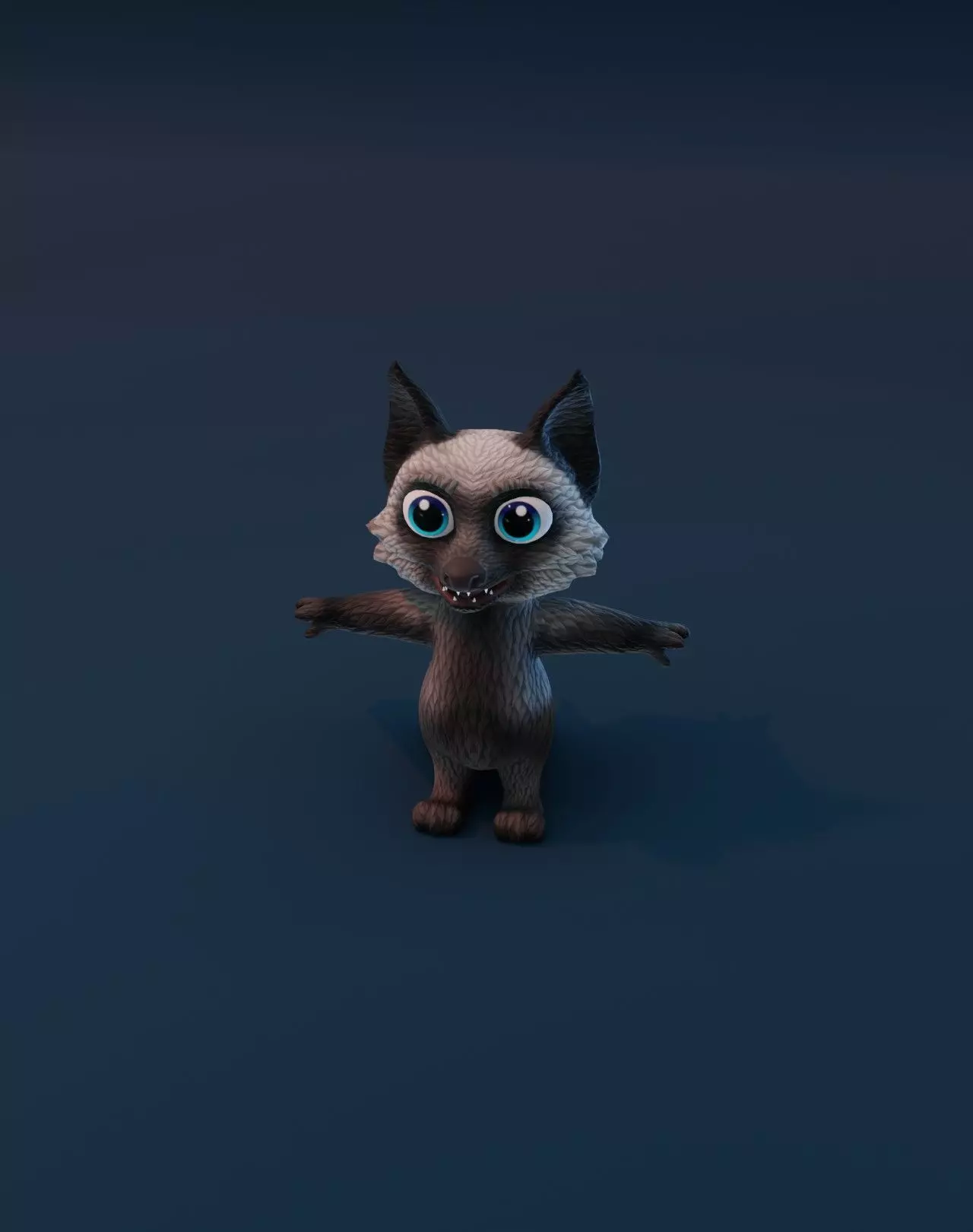 Cartoon Silver Fox Animated 3D Model Low-poly 3D model_0