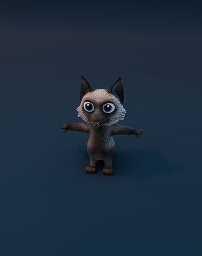 Cartoon Silver Fox Animated 3D Model Low-poly 3D model