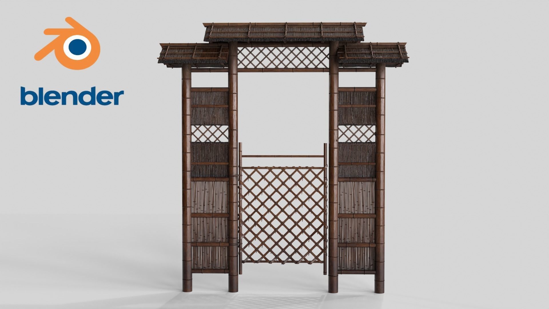 Azian Zen Garden Gate Low-poly 3D model_4