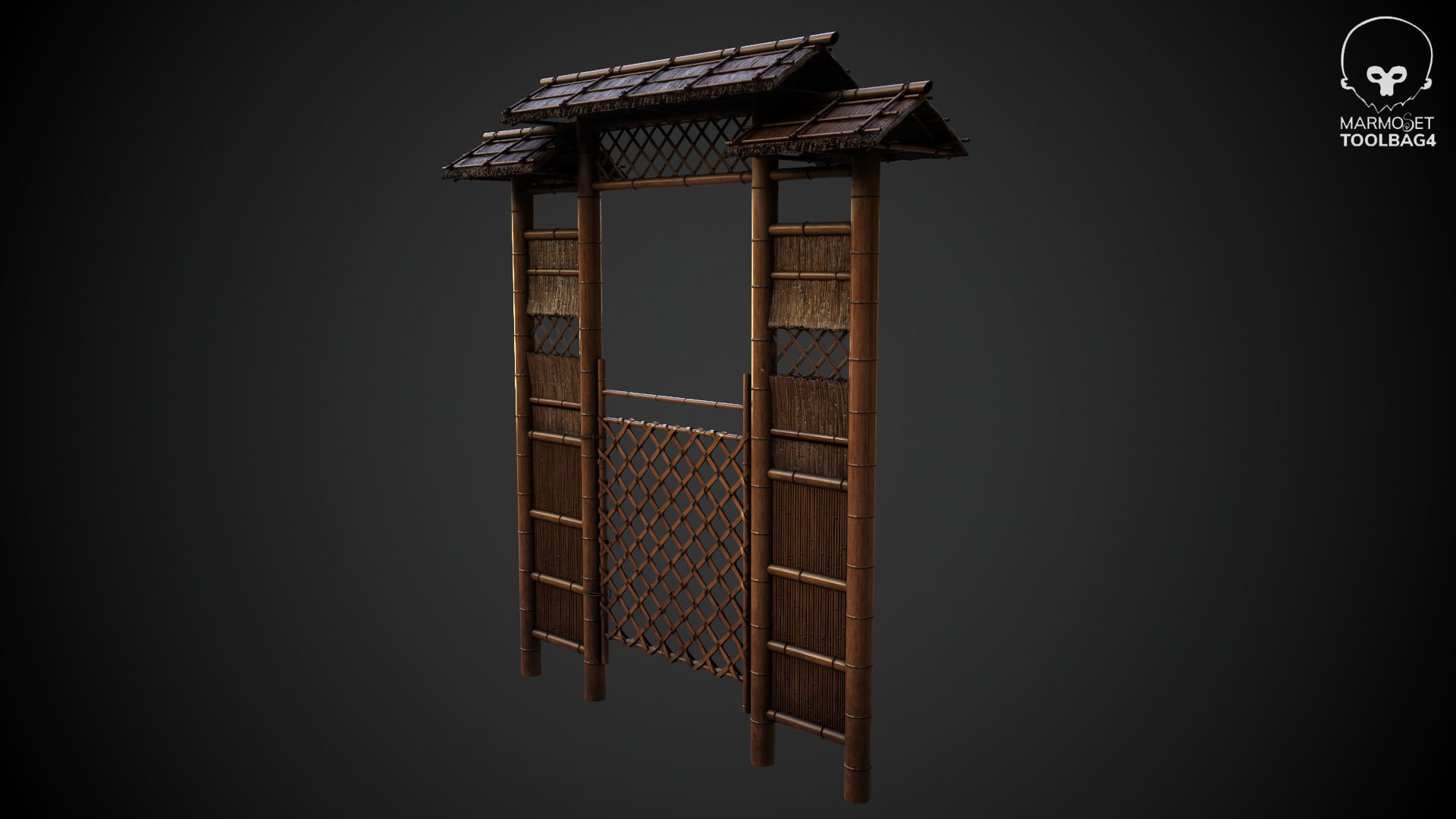 Azian Zen Garden Gate Low-poly 3D model_19