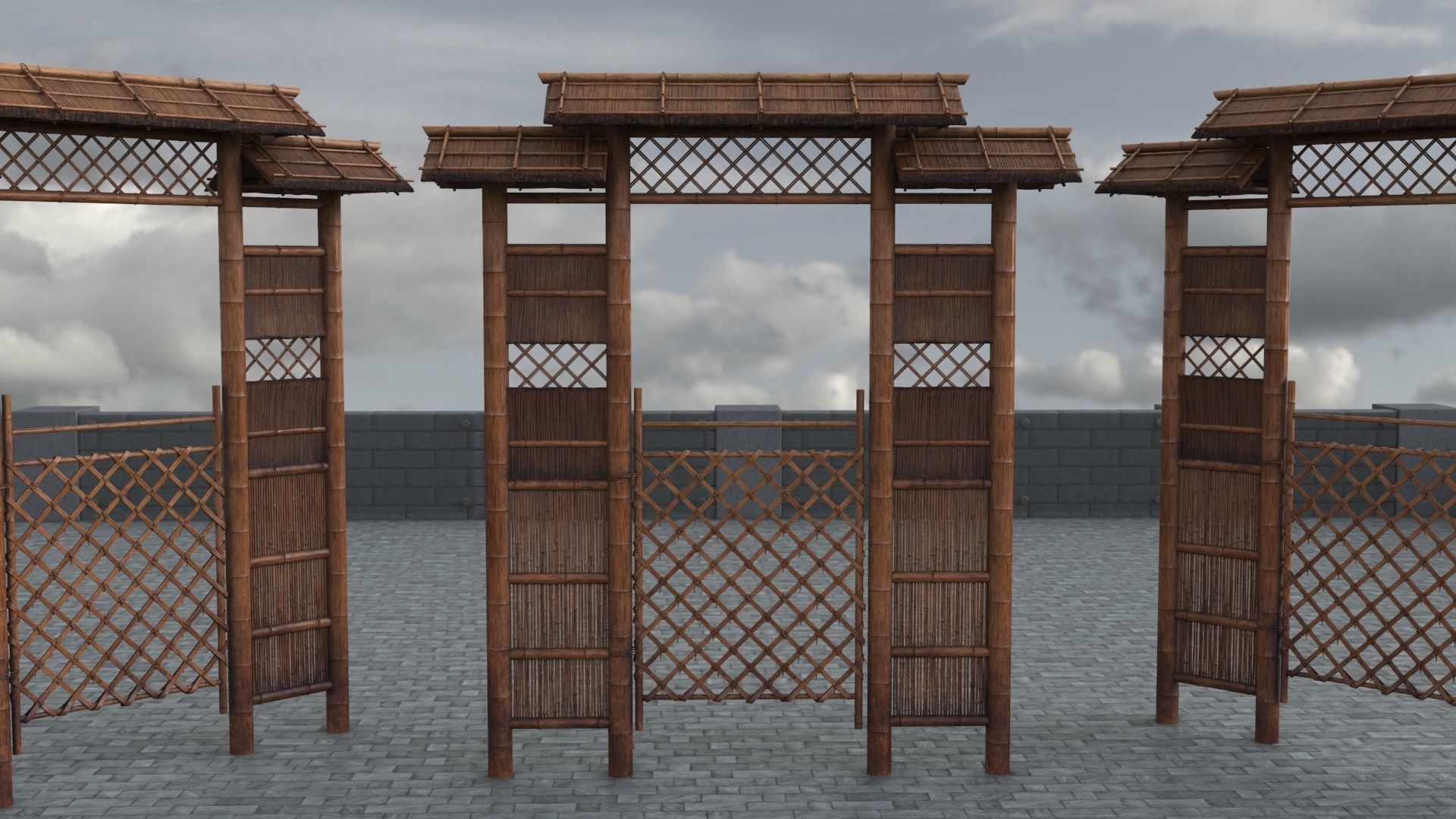 Azian Zen Garden Gate Low-poly 3D model_3