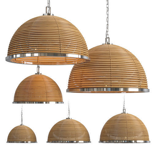 CARAYES wooden pendant light hanging from ceiling 3D model