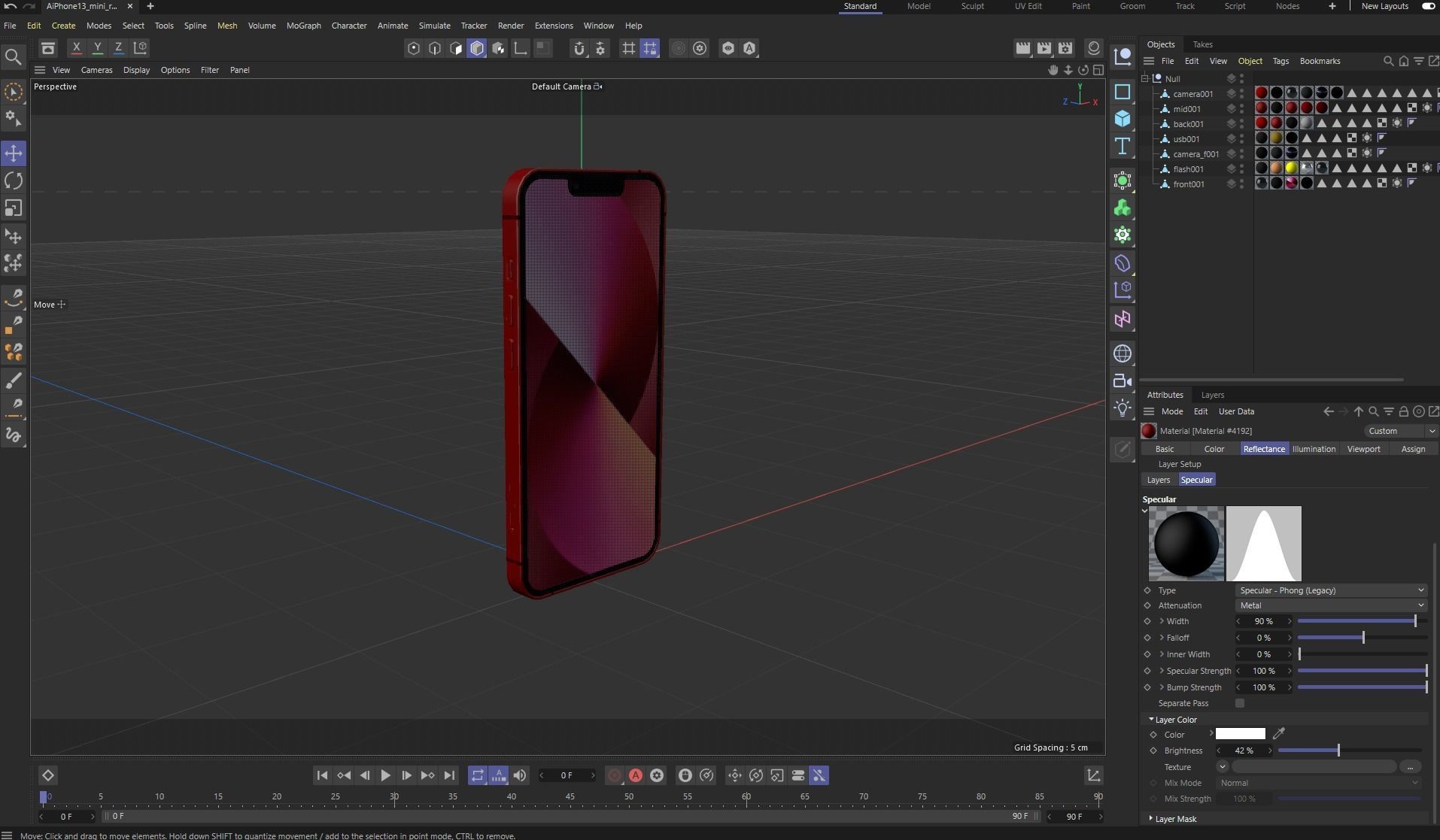 Apple iPhone 13 mini RED 3D model_27