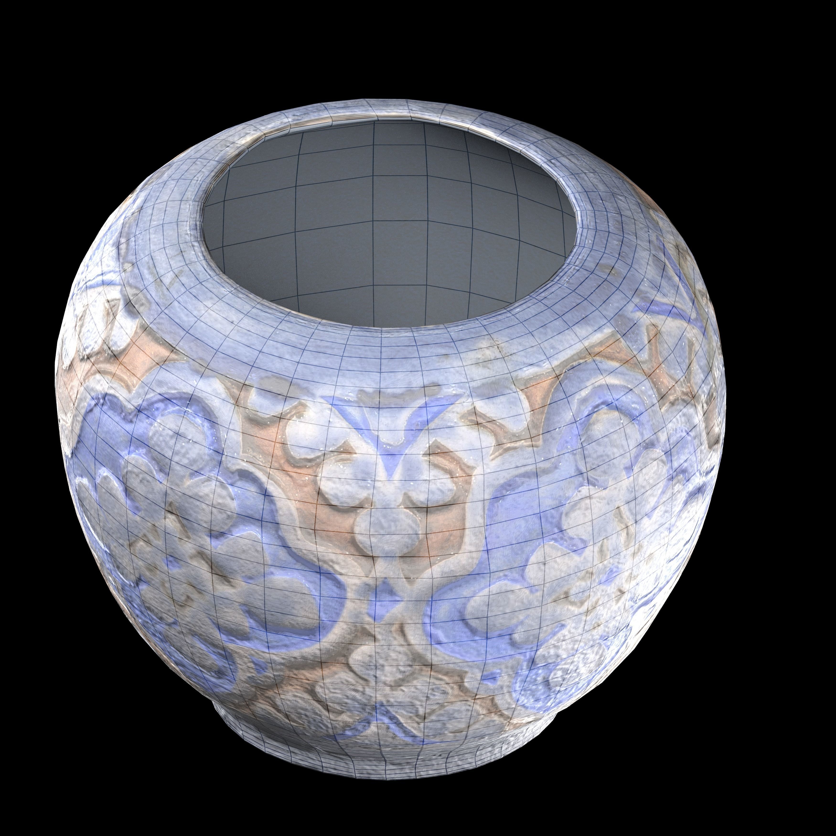 persian pottery vase n07 Low-poly 3D model_9