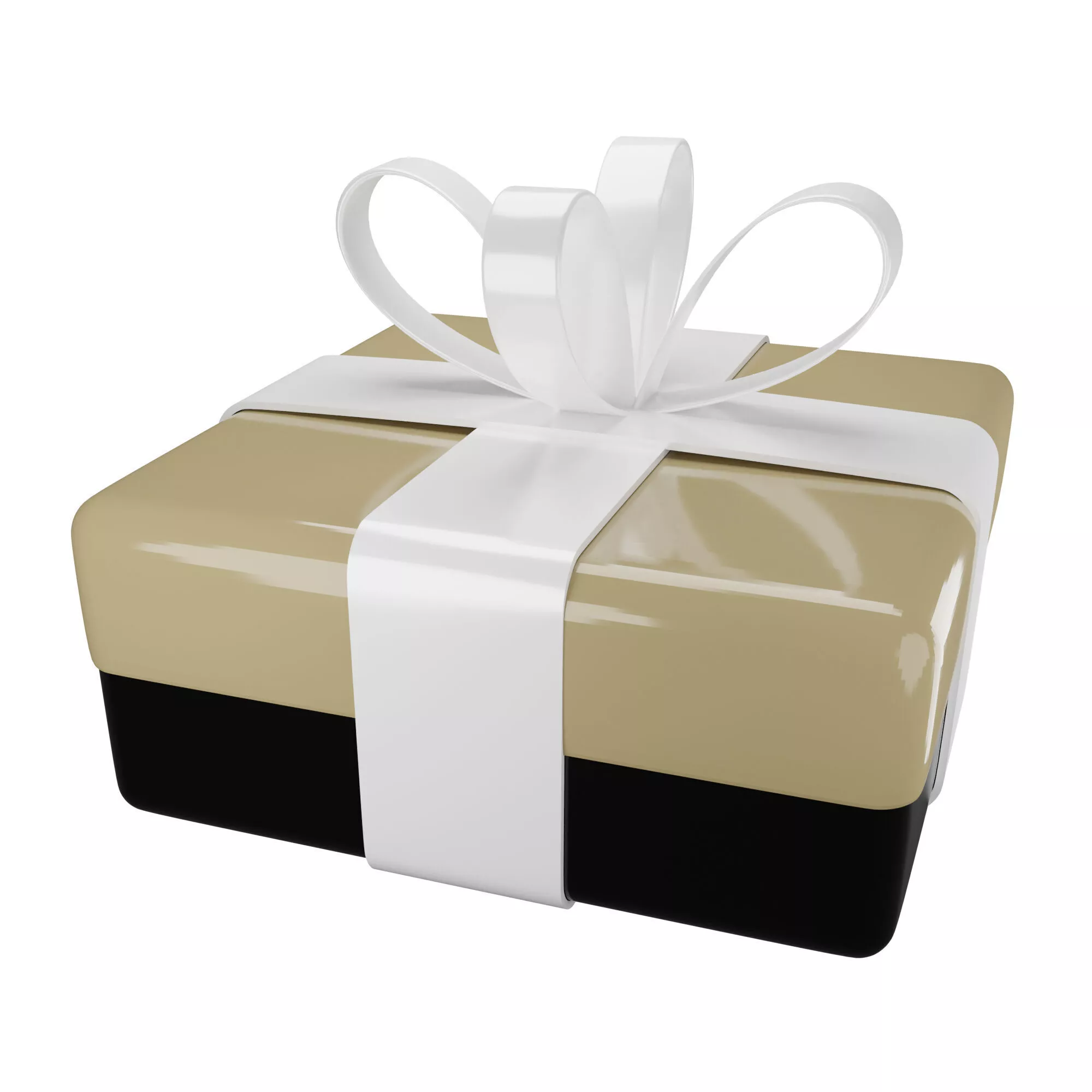 Gift Box with Brown Cover and White Ribbon Low-poly 3D model