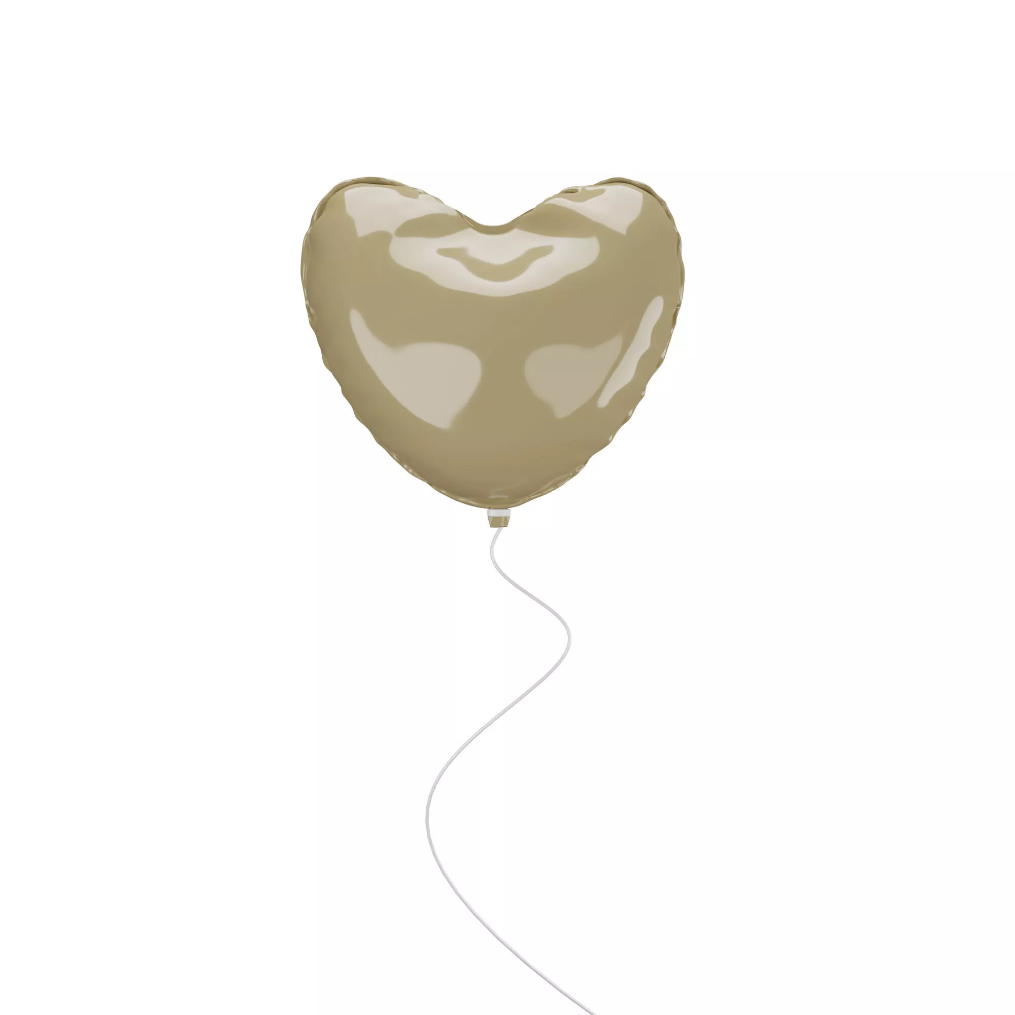 Brown Balloon with Heart Shape Low-poly 3D model