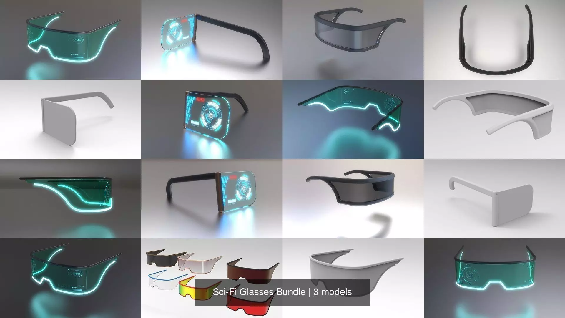 SciFi Glasses Bundle 3D Model Collection_1