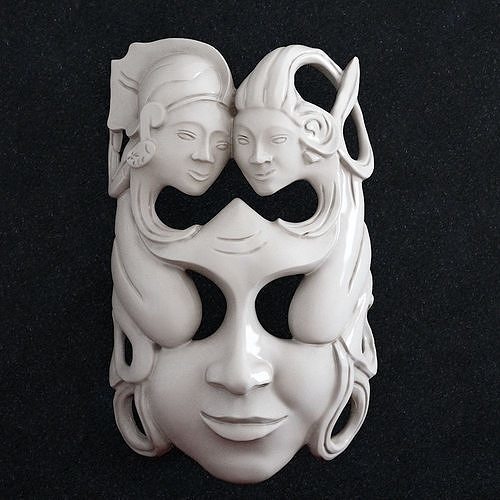 Theater Mask woman 2 3D print model