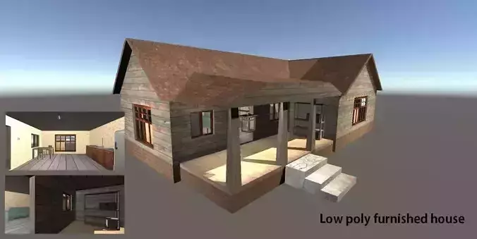 Old house 2 with interior and exterior 3D model Low-poly 3D model