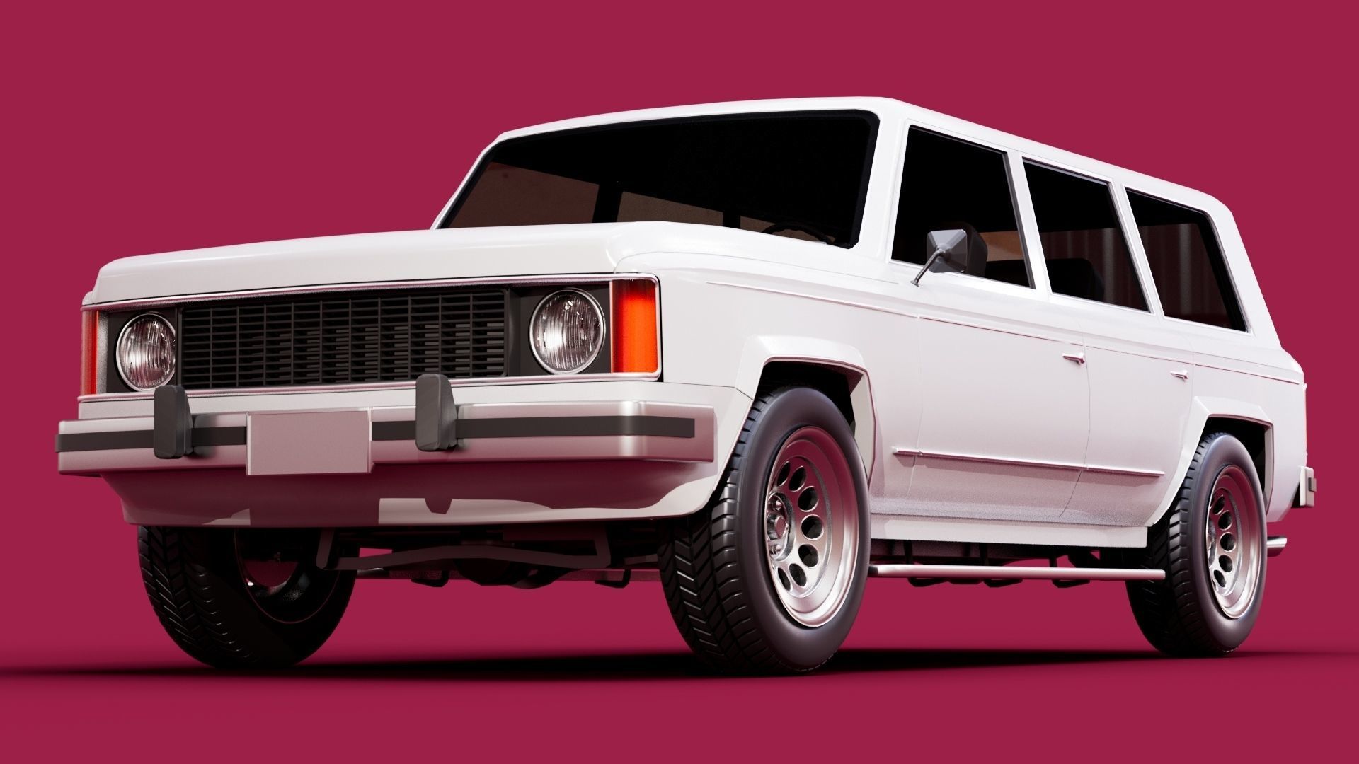 Generic 80s SUV Low-poly 3D model_2