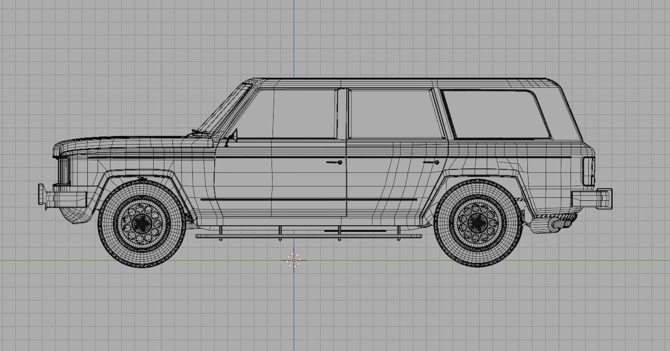 Generic 80s SUV Low-poly 3D model_17