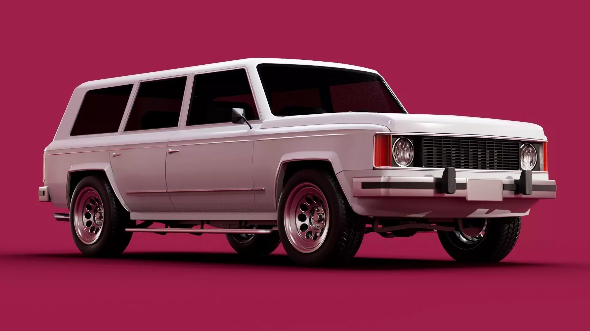 Generic 80s SUV Low-poly 3D model_0