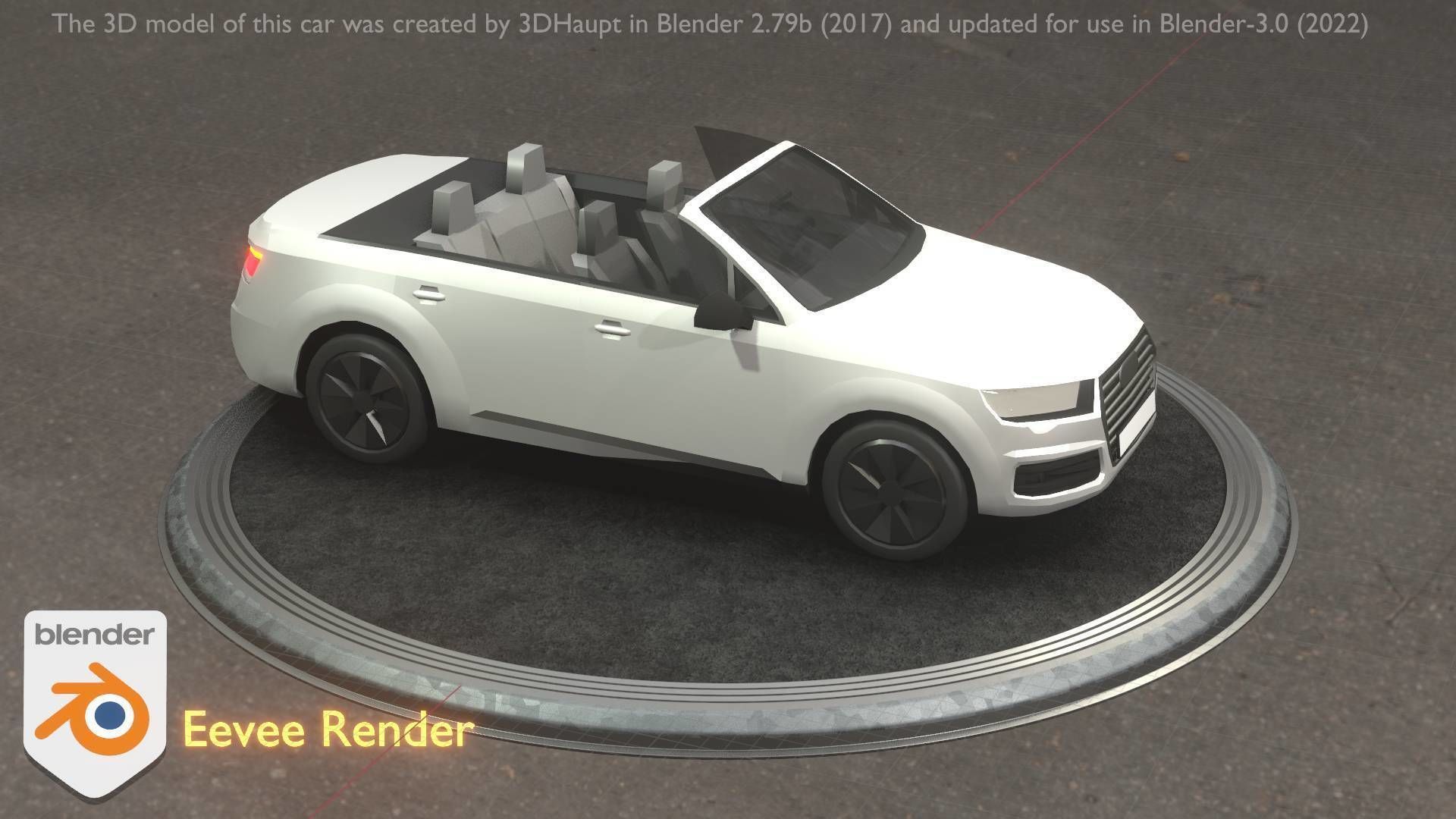 City Car 19 SUV Cabrio Open Type-B White Low-poly 3D model_34