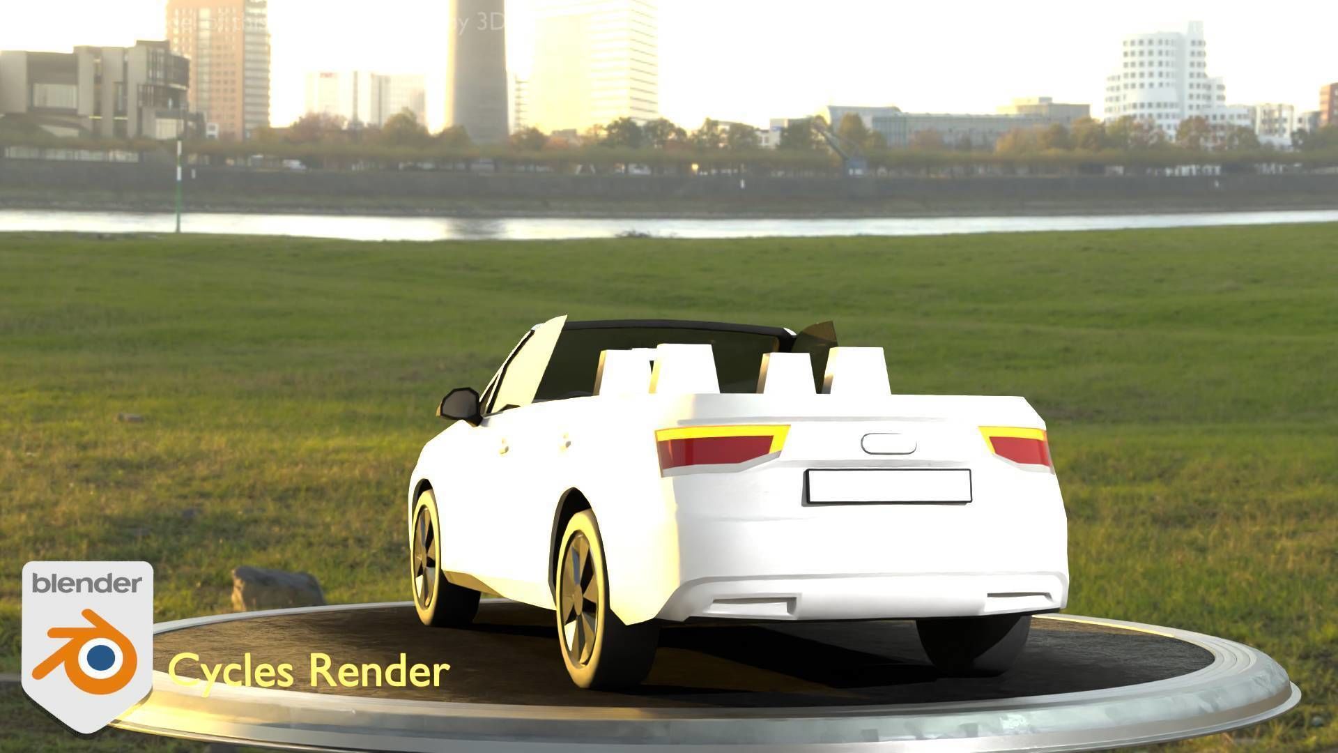 City Car 19 SUV Cabrio Open Type-B White Low-poly 3D model_29