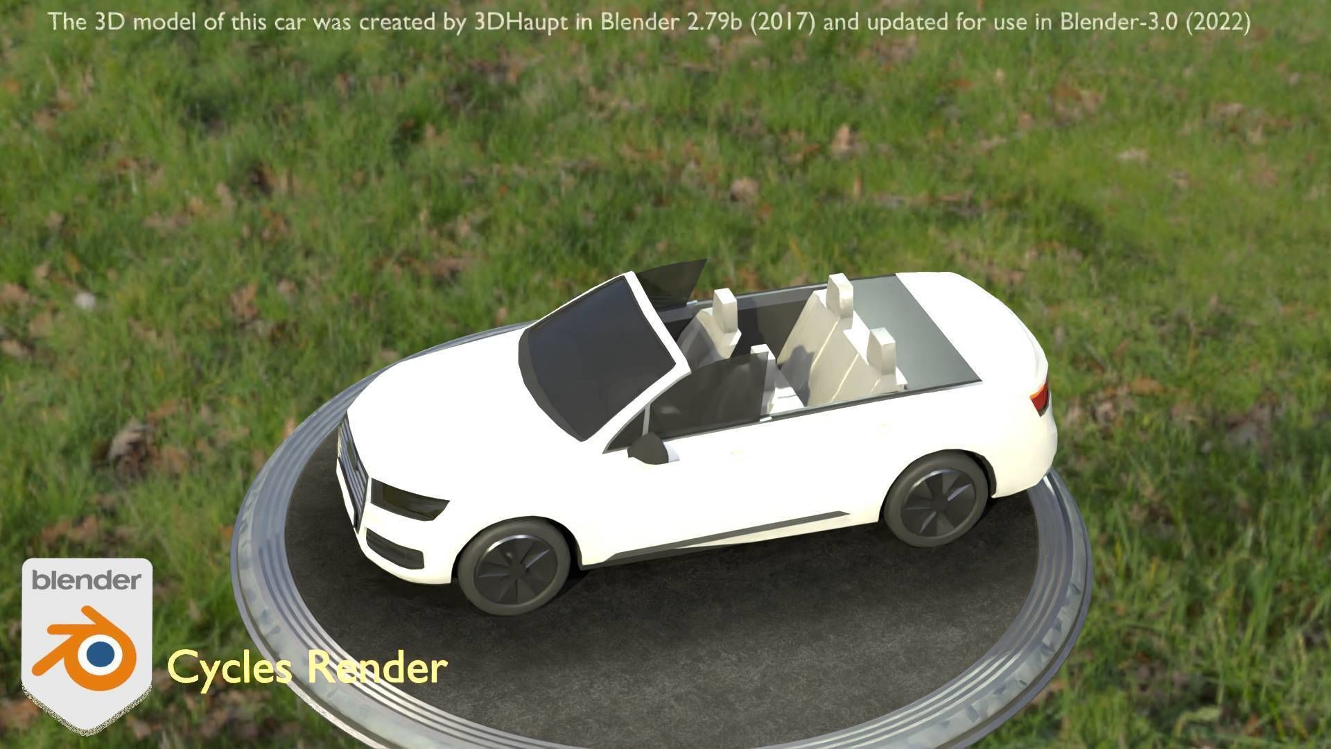 City Car 19 SUV Cabrio Open Type-B White Low-poly 3D model_14