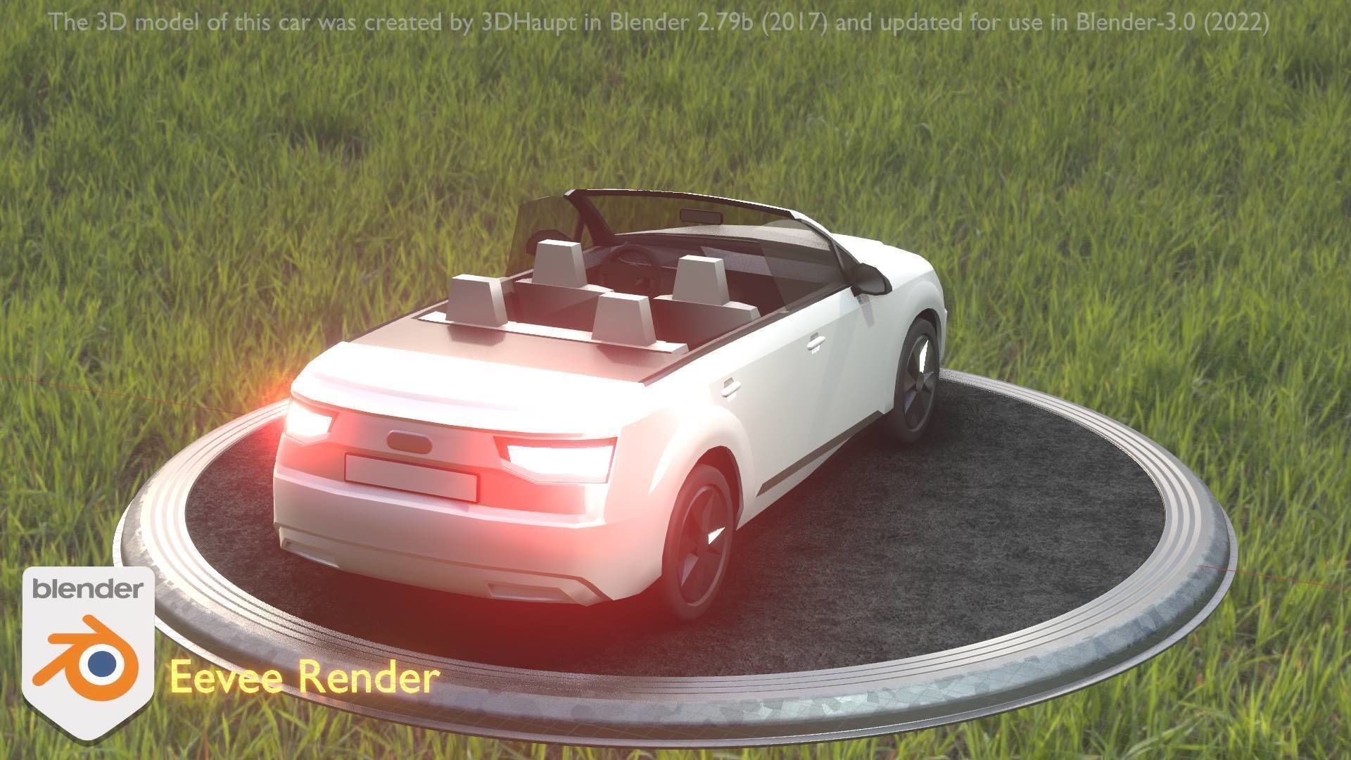 City Car 19 SUV Cabrio Open Type-B White Low-poly 3D model_7