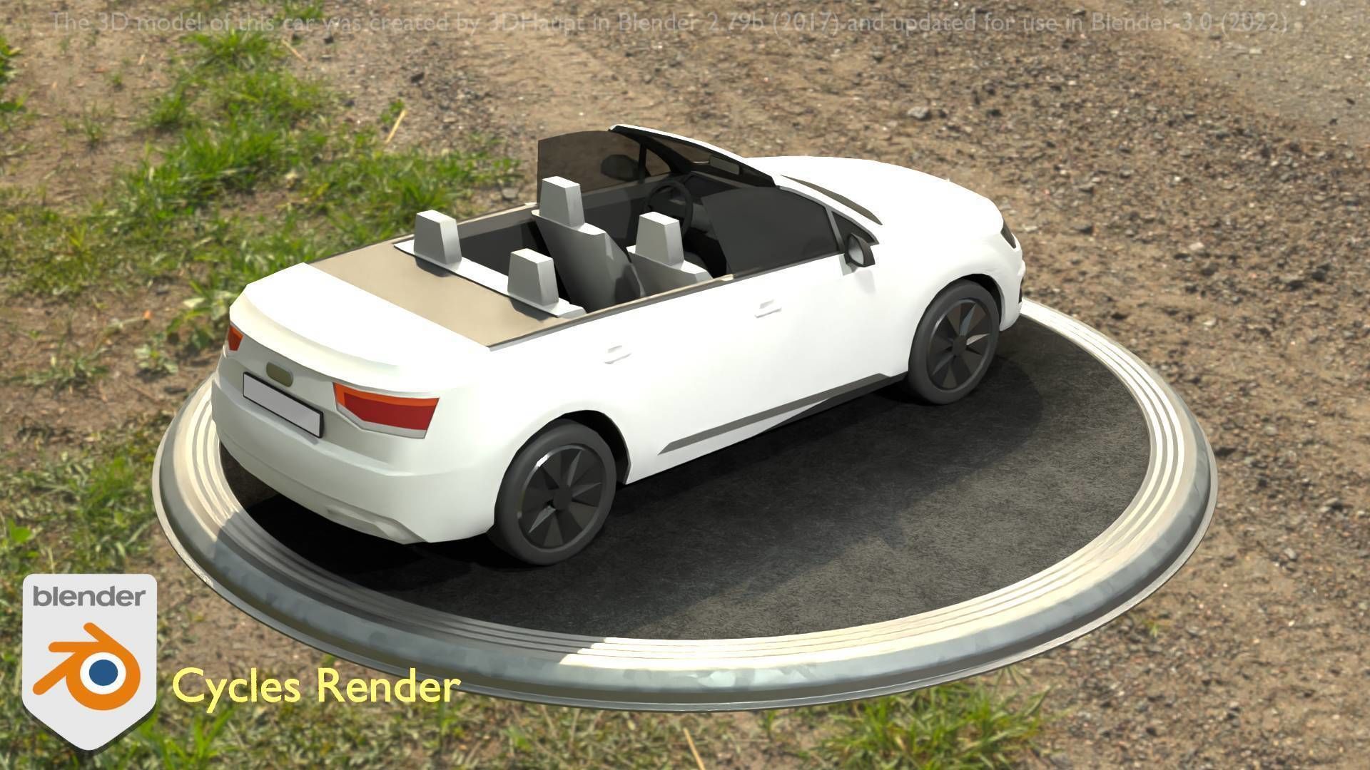 City Car 19 SUV Cabrio Open Type-B White Low-poly 3D model_30