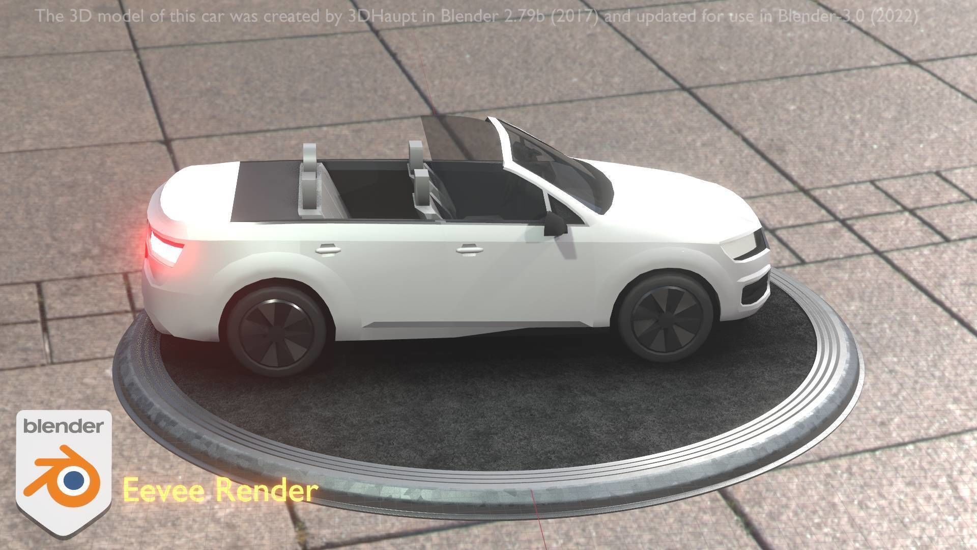 City Car 19 SUV Cabrio Open Type-B White Low-poly 3D model_80