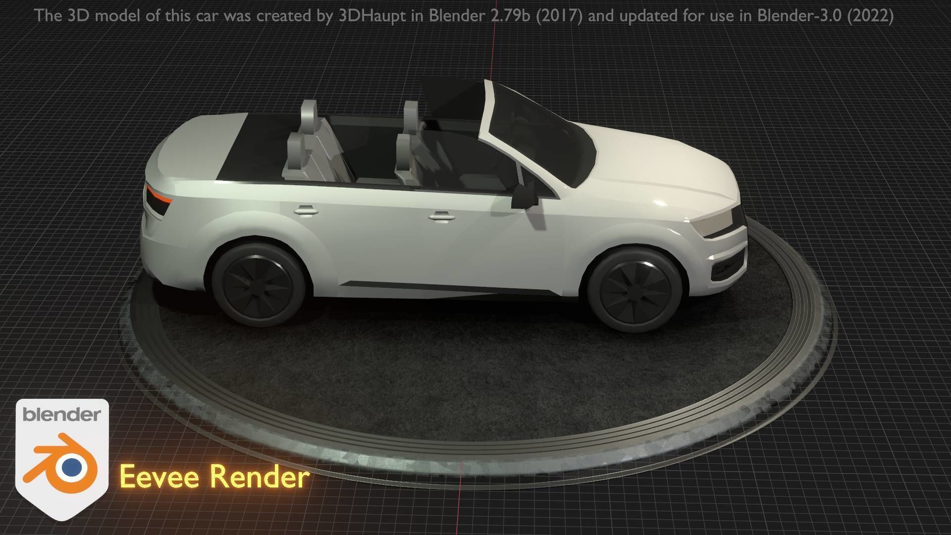 City Car 19 SUV Cabrio Open Type-B White Low-poly 3D model_65