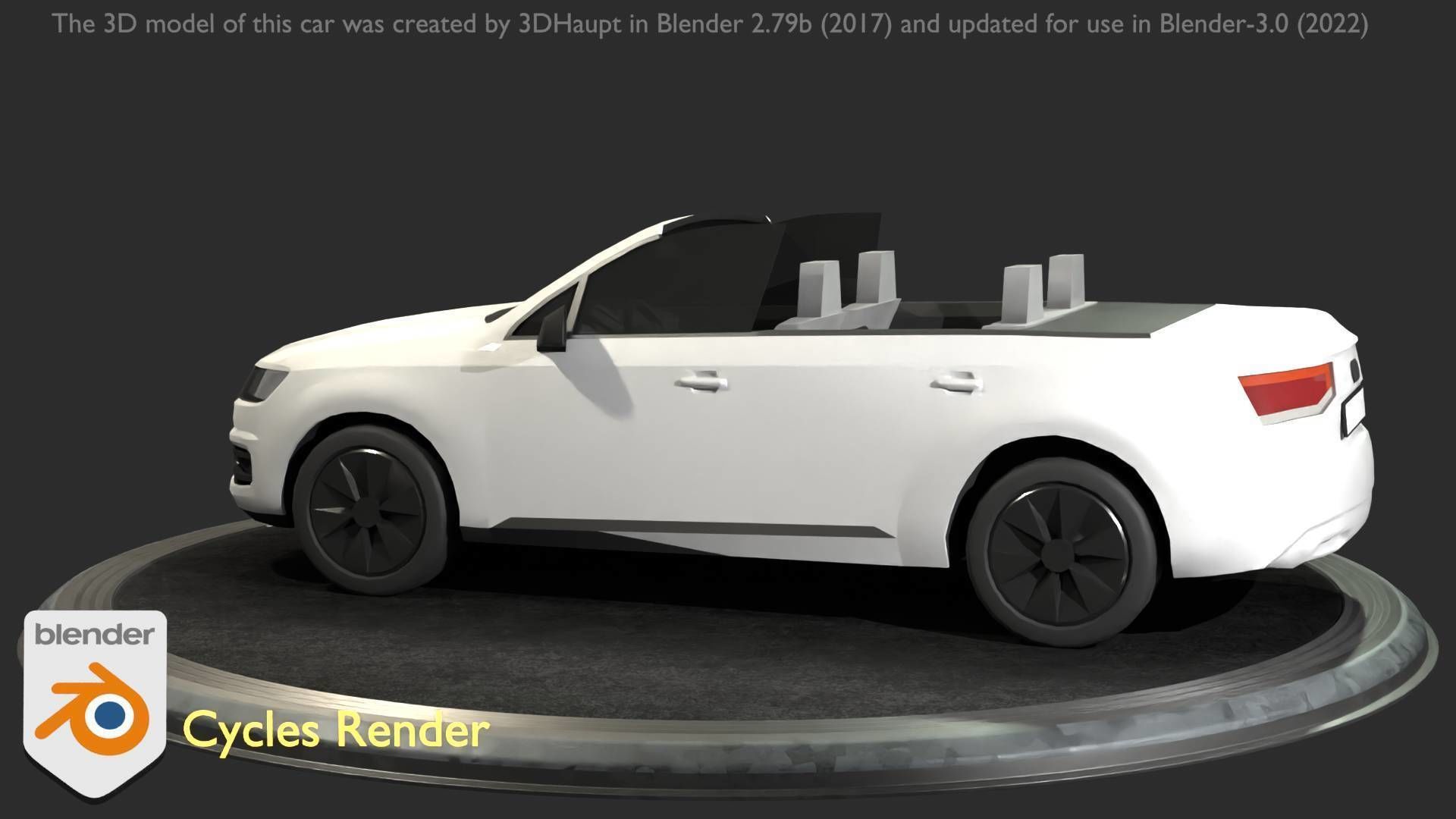 City Car 19 SUV Cabrio Open Type-B White Low-poly 3D model_69