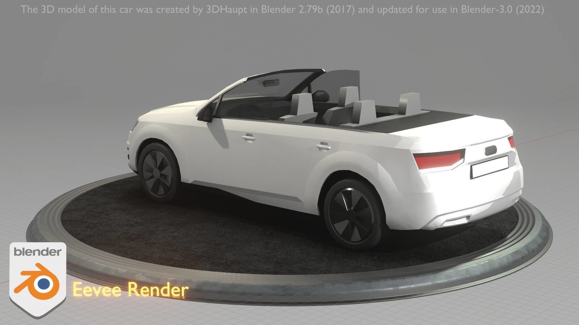 City Car 19 SUV Cabrio Open Type-B White Low-poly 3D model_74