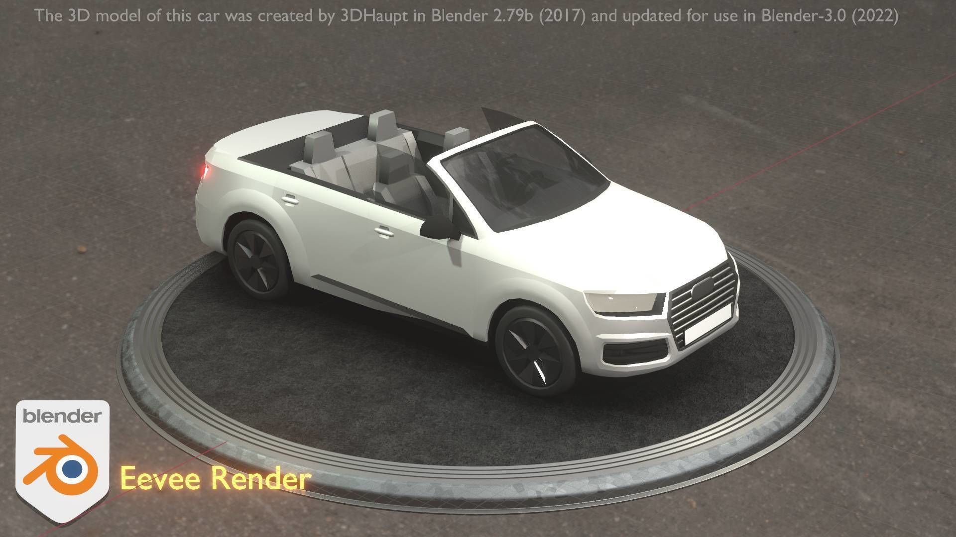 City Car 19 SUV Cabrio Open Type-B White Low-poly 3D model_75