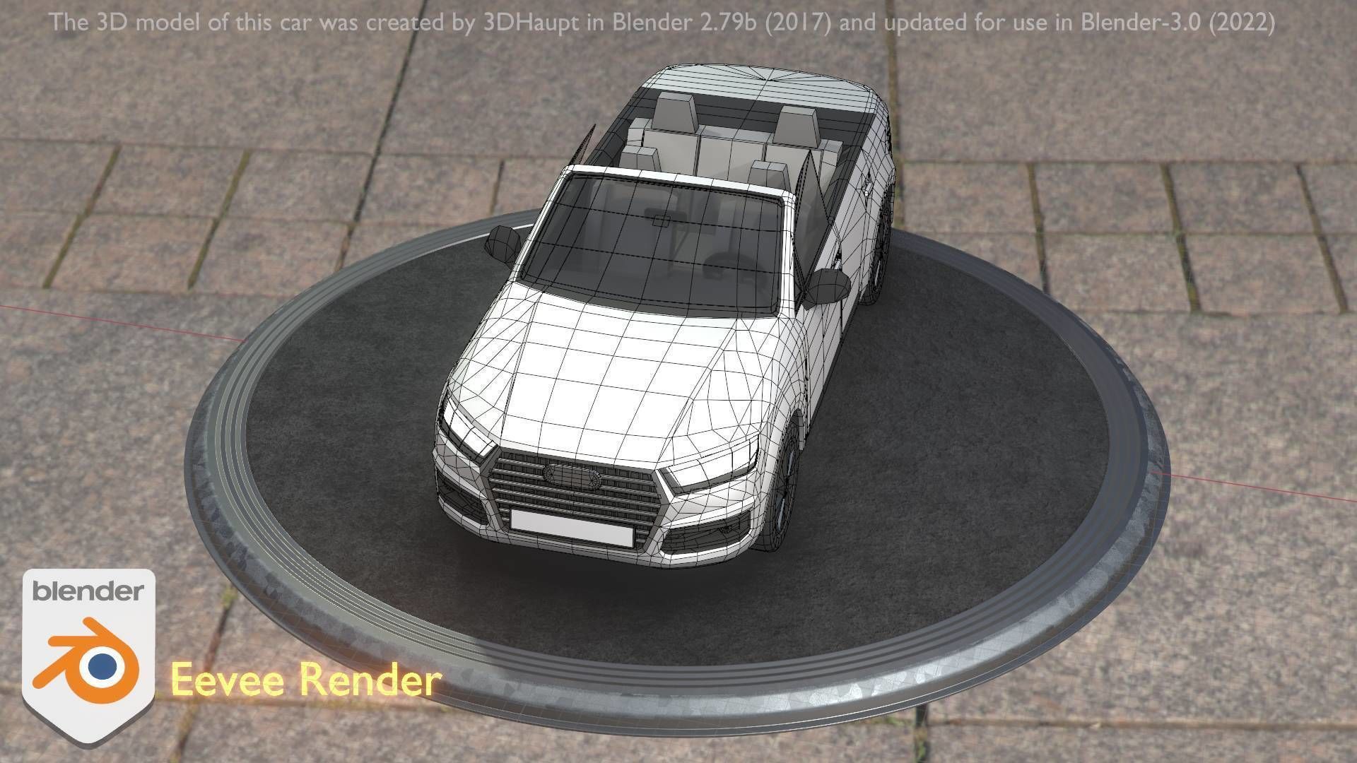 City Car 19 SUV Cabrio Open Type-B White Low-poly 3D model_51