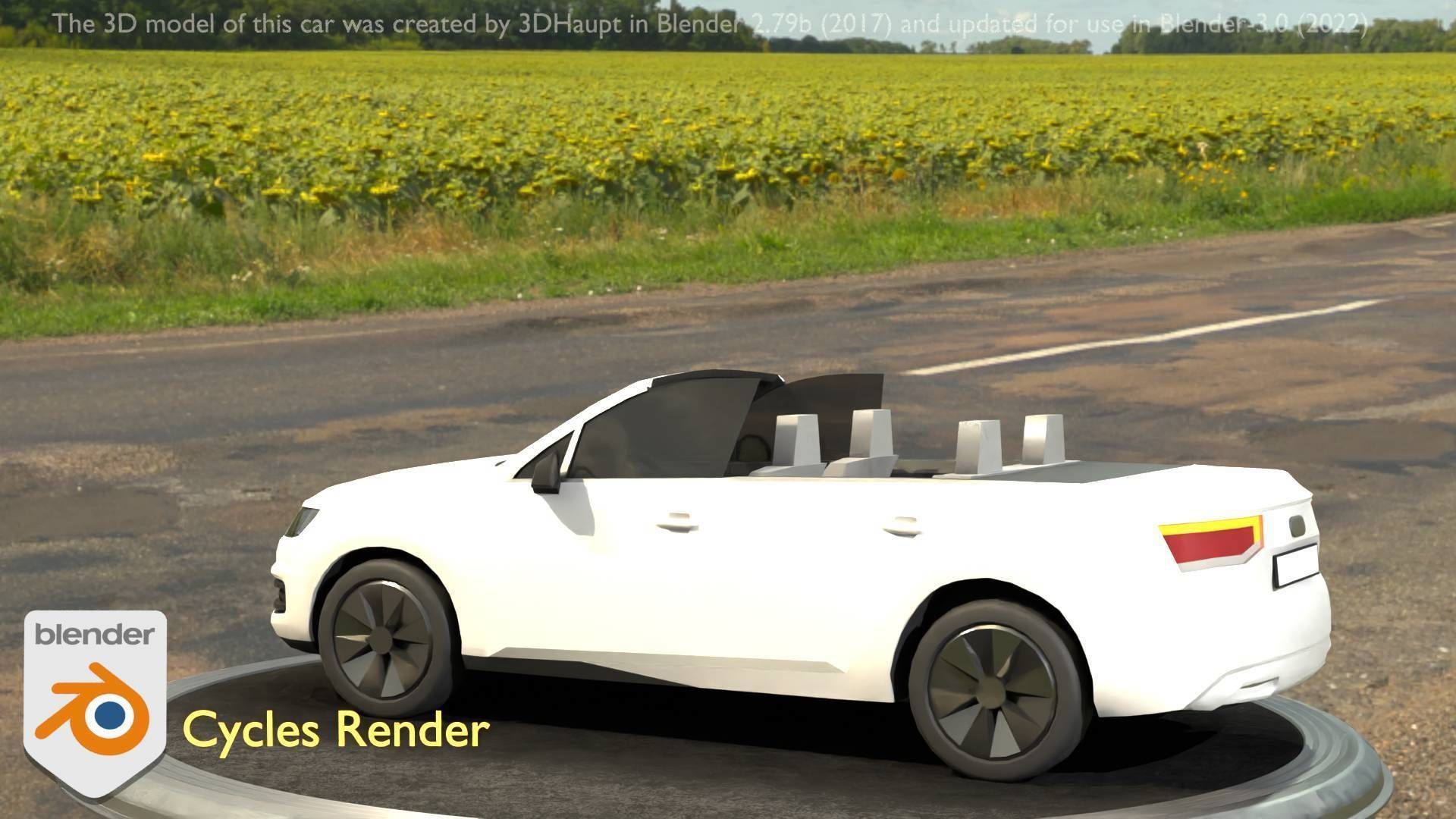 City Car 19 SUV Cabrio Open Type-B White Low-poly 3D model_28