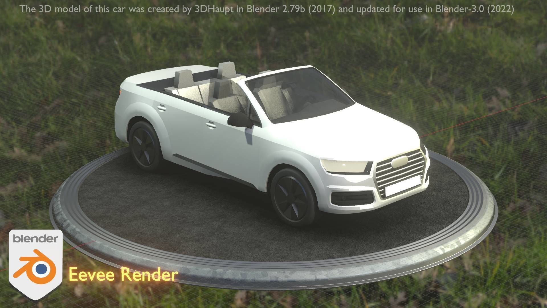 City Car 19 SUV Cabrio Open Type-B White Low-poly 3D model_11