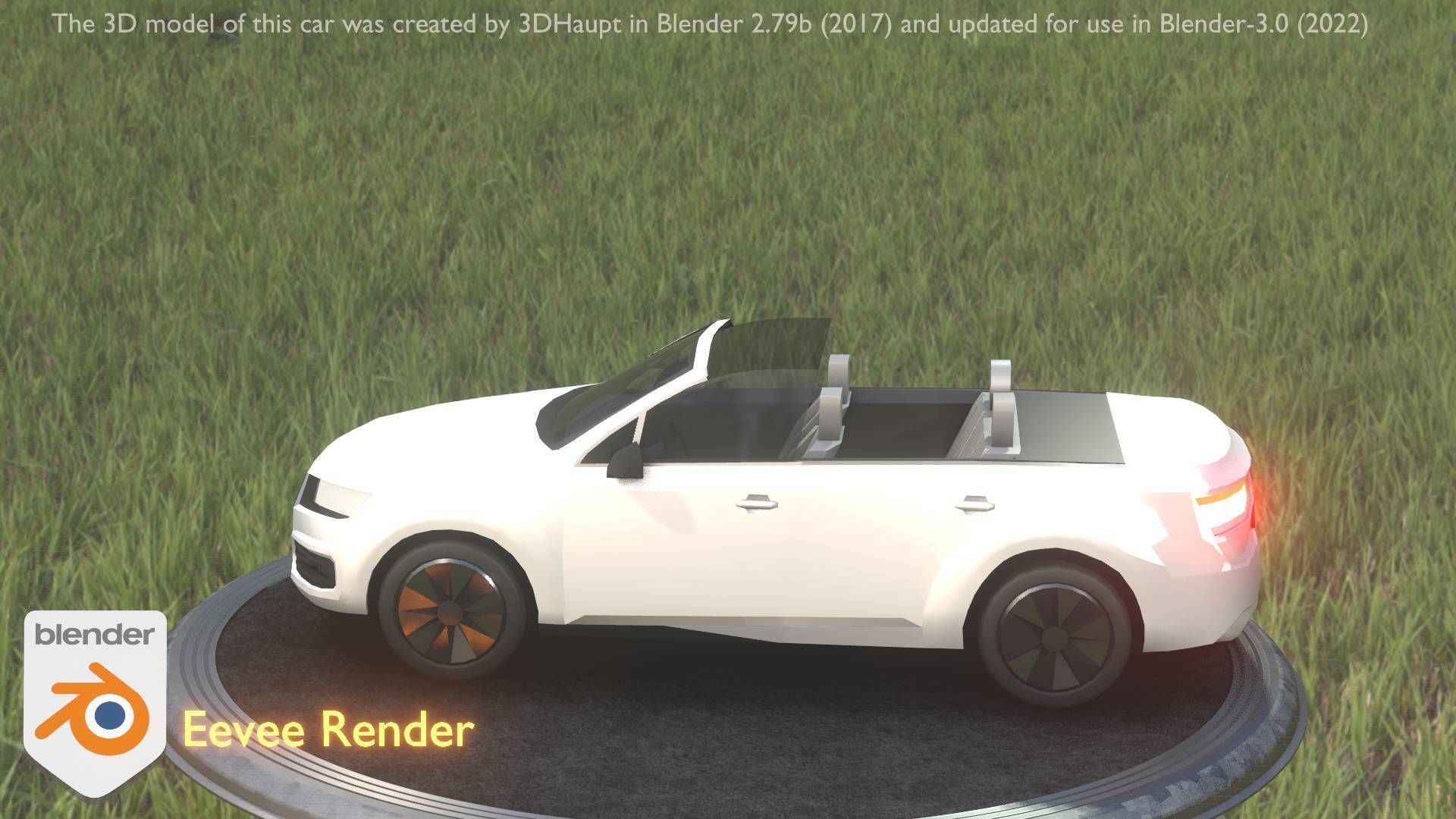 City Car 19 SUV Cabrio Open Type-B White Low-poly 3D model_18