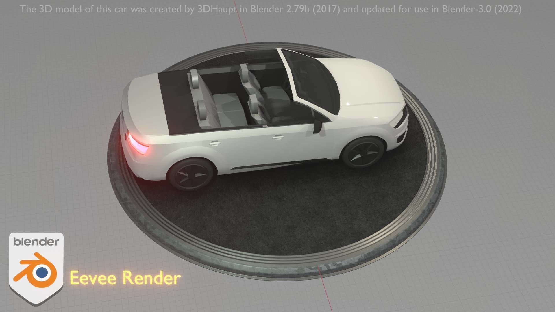 City Car 19 SUV Cabrio Open Type-B White Low-poly 3D model_90
