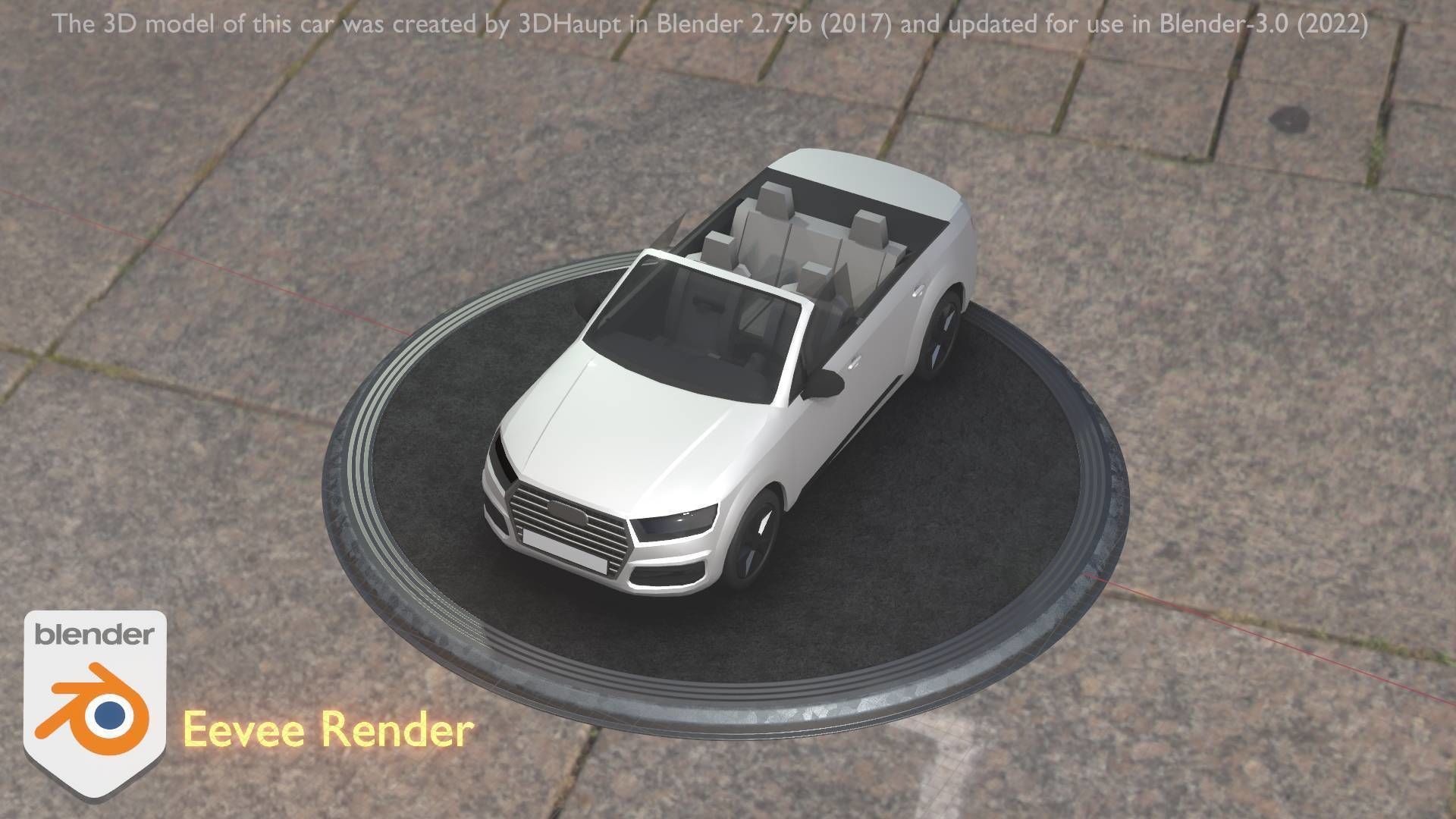 City Car 19 SUV Cabrio Open Type-B White Low-poly 3D model_97